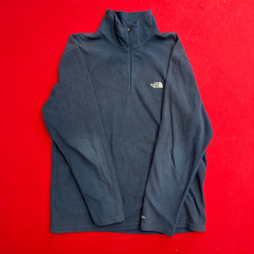The North Face TKA 100 Fleece Mens Large Navy Blue 1/4 Zip Pullover Jacket L